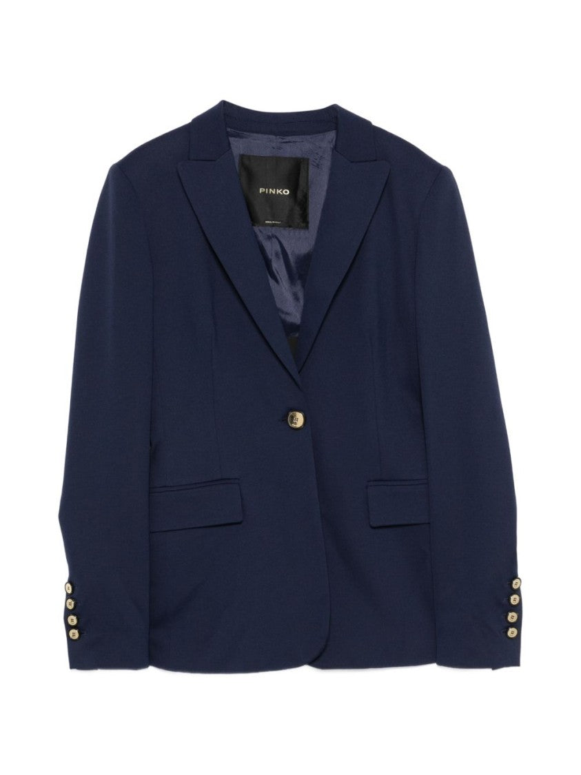 Pinko Blue Flap Pocket Single-Breasted Blazer