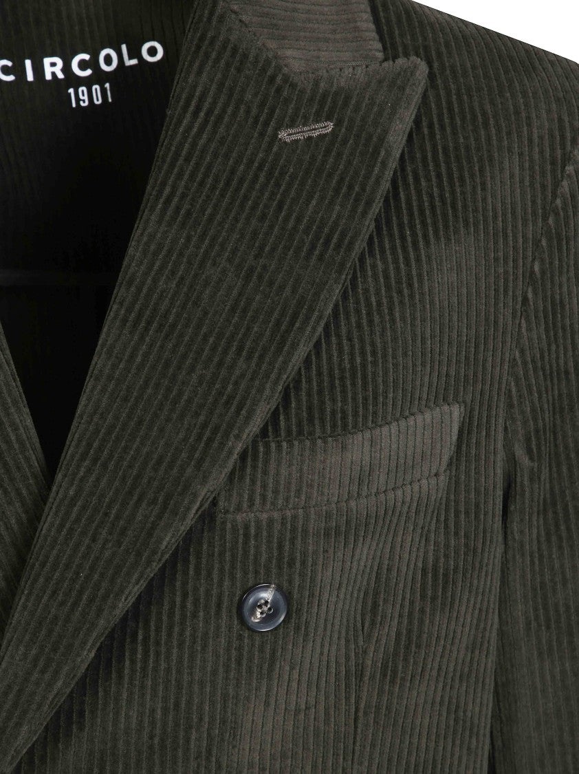 Circolo Cotton-Blend Corduroy Double-Breasted Blazer