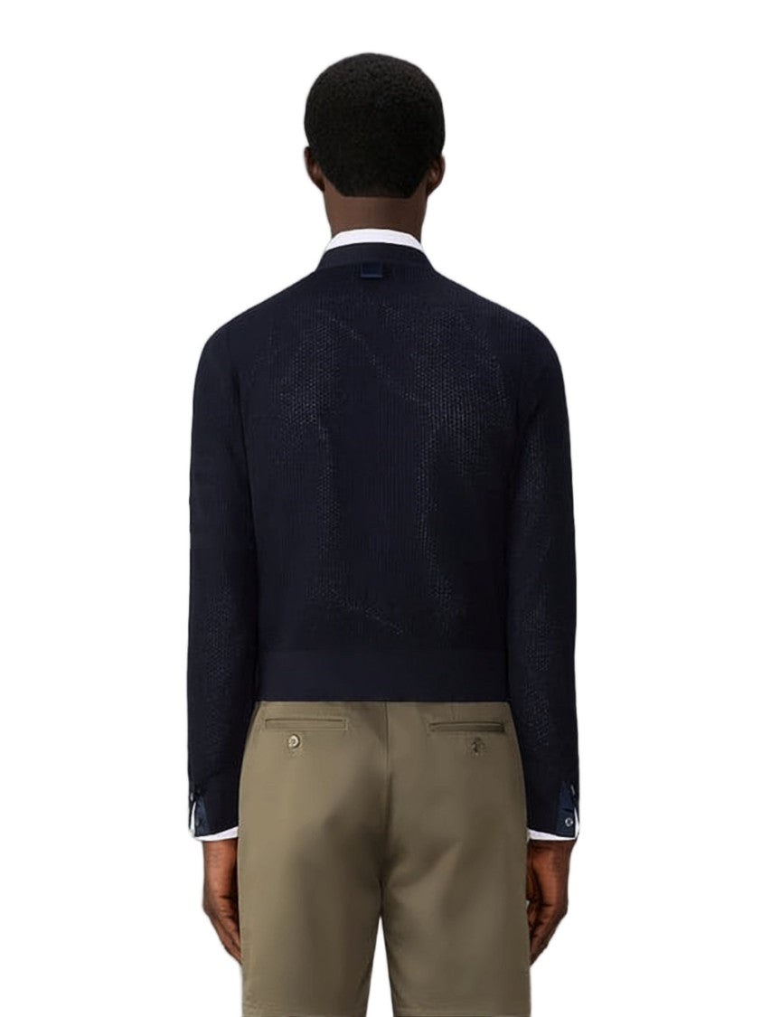 Thom Browne Finely Knit Black Cardigan With Tailored Fit
