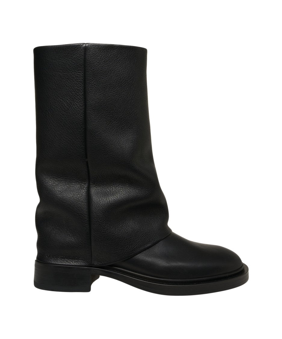 Copenaghen Smooth Leather Ankle Boots With Slouched Shaft