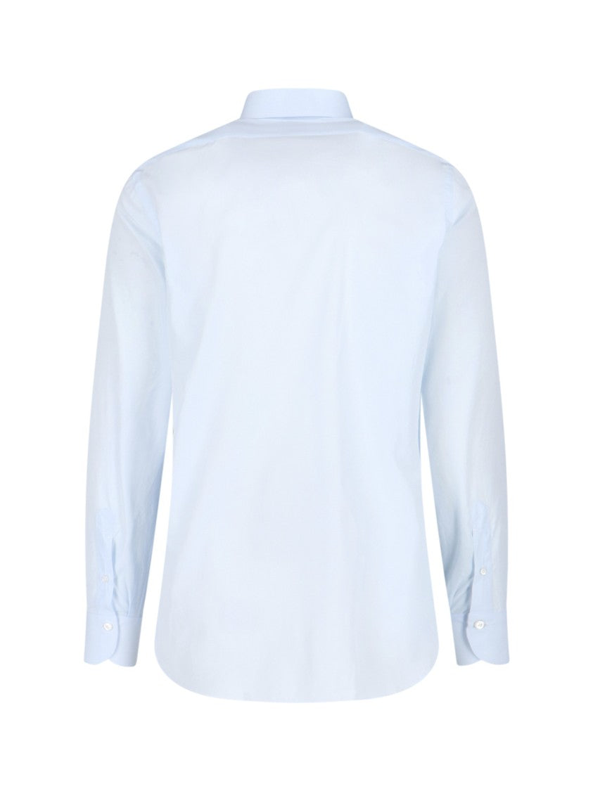 Finamore "Milano" Shirt, In Light Blue Cotton, Classic Collar