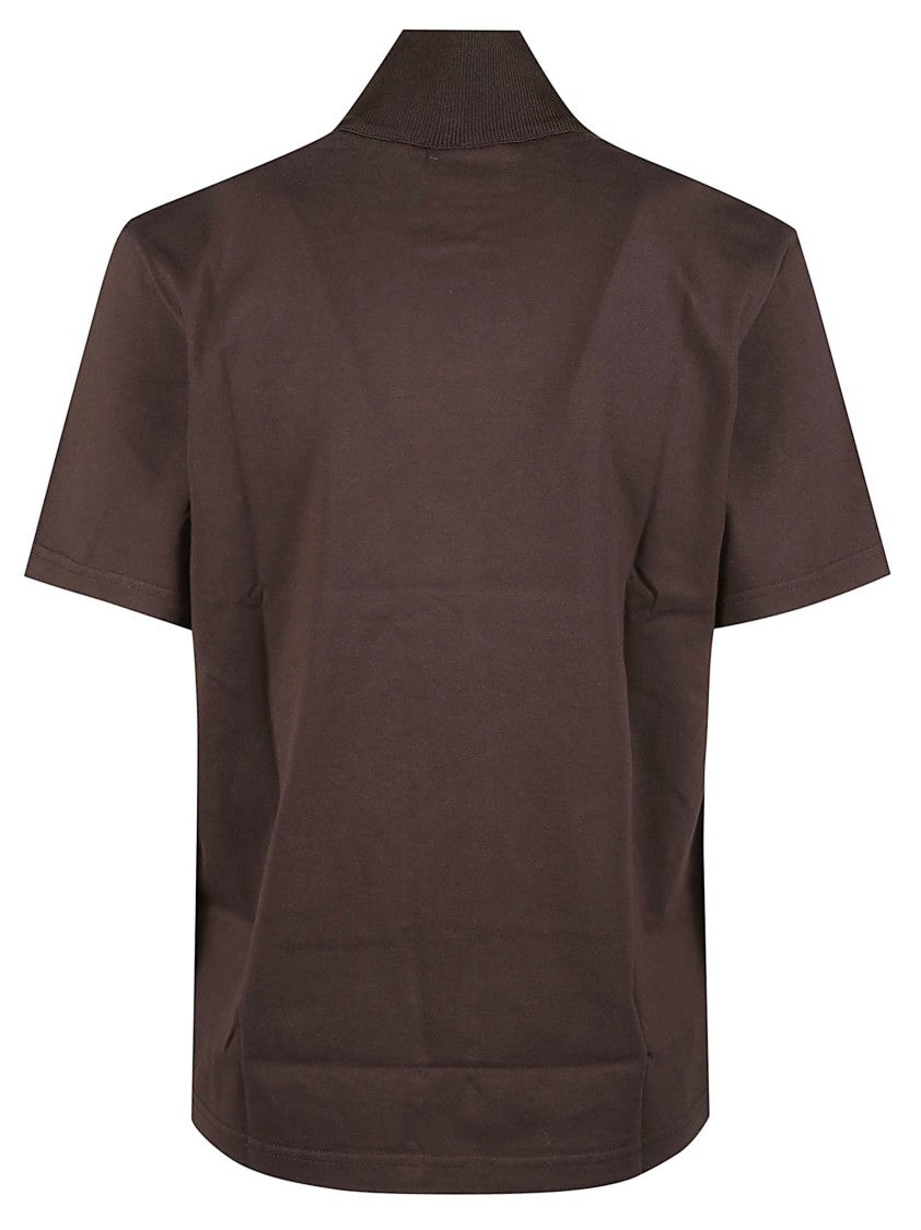 Courrèges Ribbed Collar Short-Sleeve Zipper T-Shirt