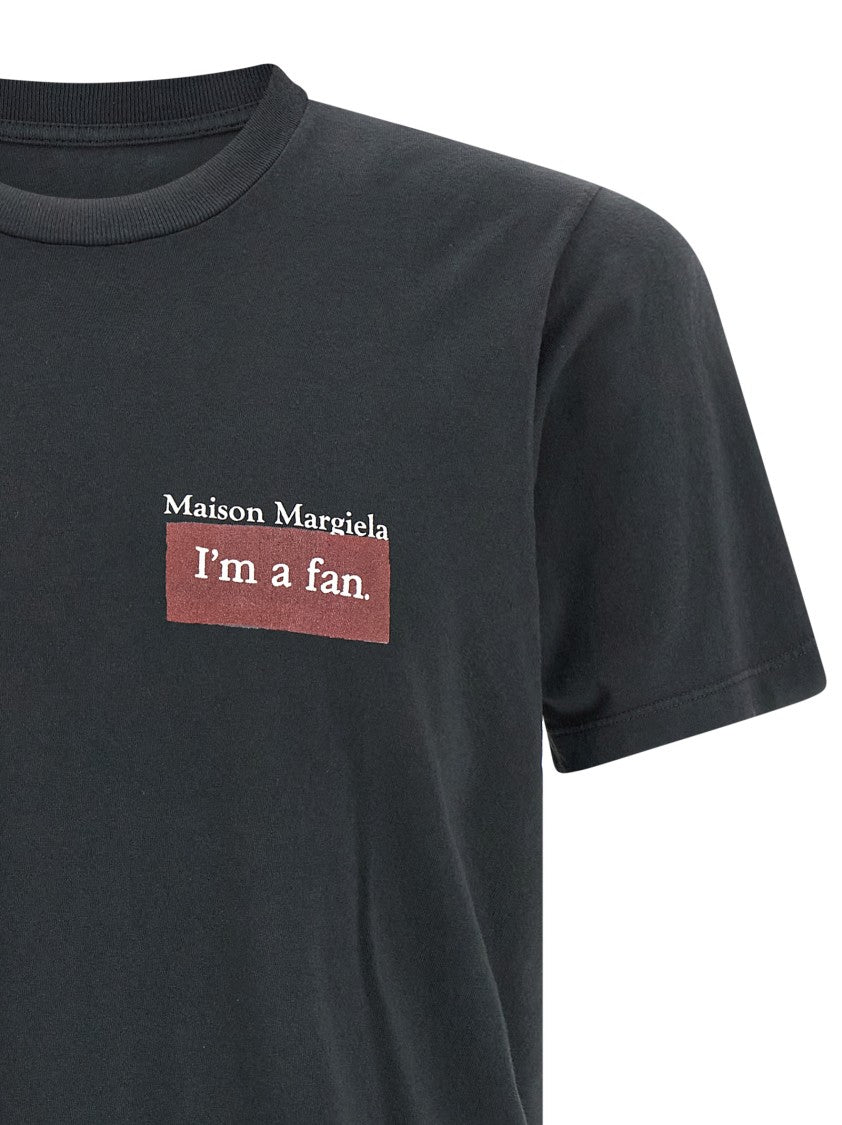 Maison Margiela Faded Black Ring-Spun Cotton Jersey T-Shirt With Distinctive Stitch Detail