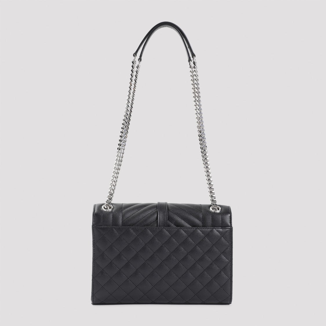 Saint Laurent Quilted Black Grained Leather Shoulder Bag
