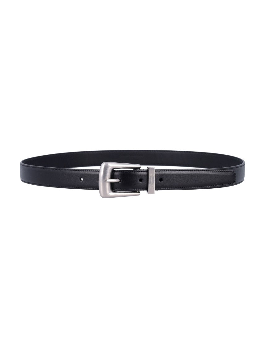 Saint Laurent Boucle Folk Black Leather Belt