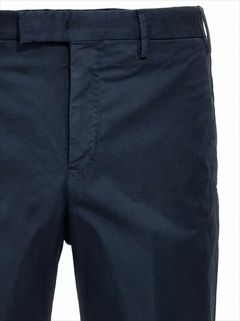Pt Torino Tailored Blue Straight Pants With Classic Waistband And Functional Pockets