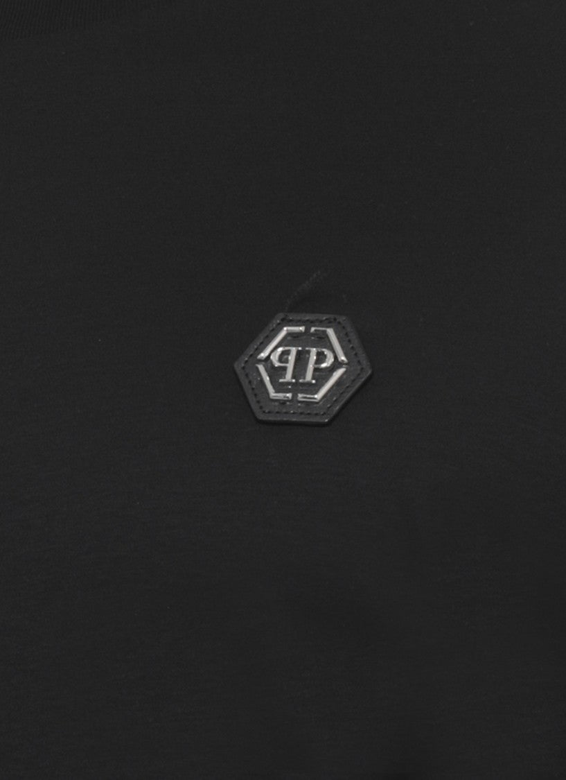 Philipp Plein Black Hexagon Metallic Logo Cotton T-Shirt