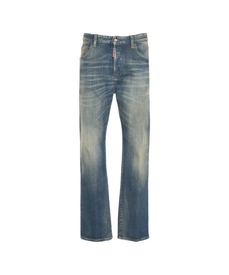 Dsquared2 Straight Leg Denim Jeans With Washed Effect