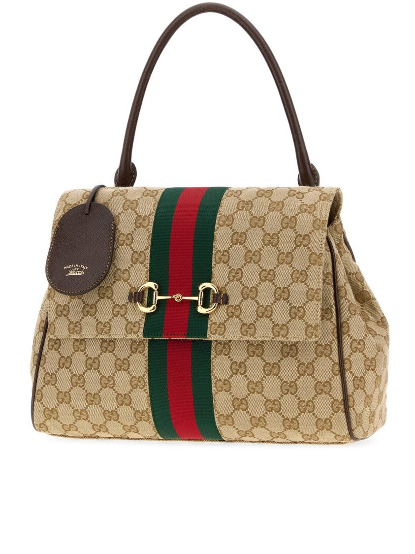 Gucci Horsebit Monogram Canvas Handbag