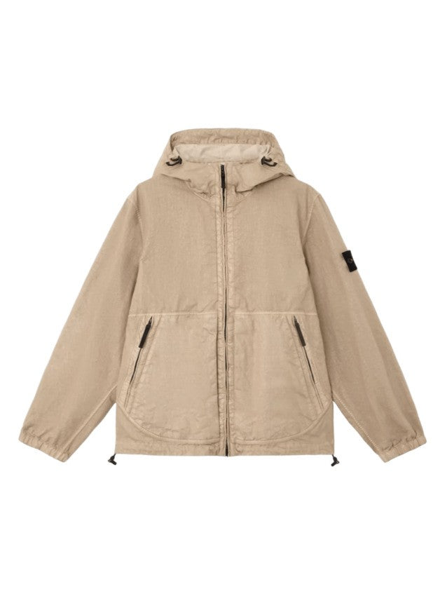 Stone Lightweight Nylon Jacket With Fixed Hood