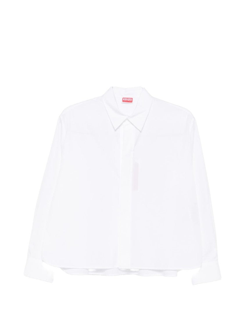 Kenzo White Pointed Collar Button Long Shirt