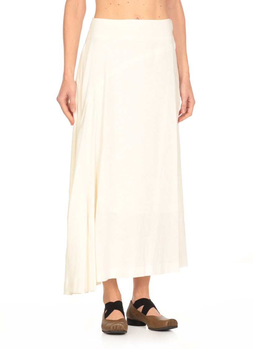Y's Flowing White Linen Blend Skirt
