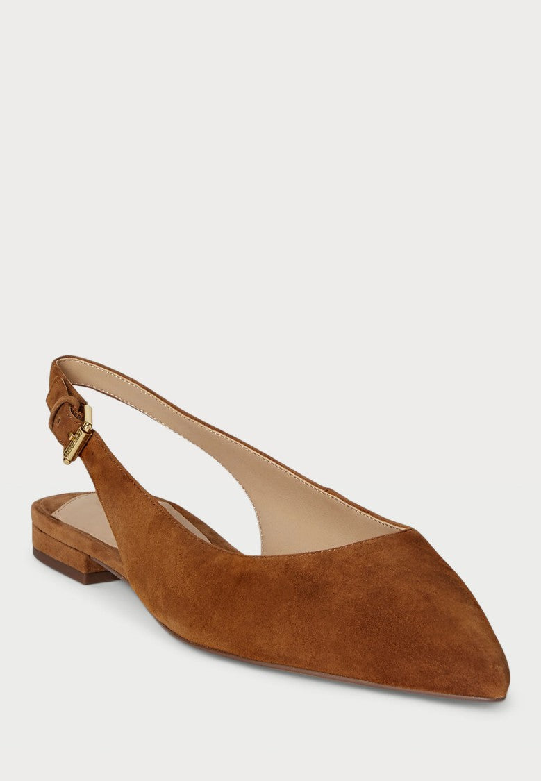 Lauren Ralph Lauren Brown Londyn Suede Slingback Flats