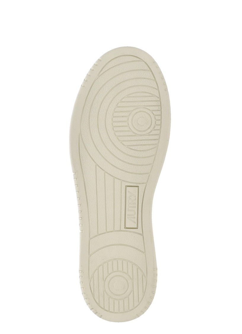 Autry White Lurex Laced Smooth Leather Sneakers
