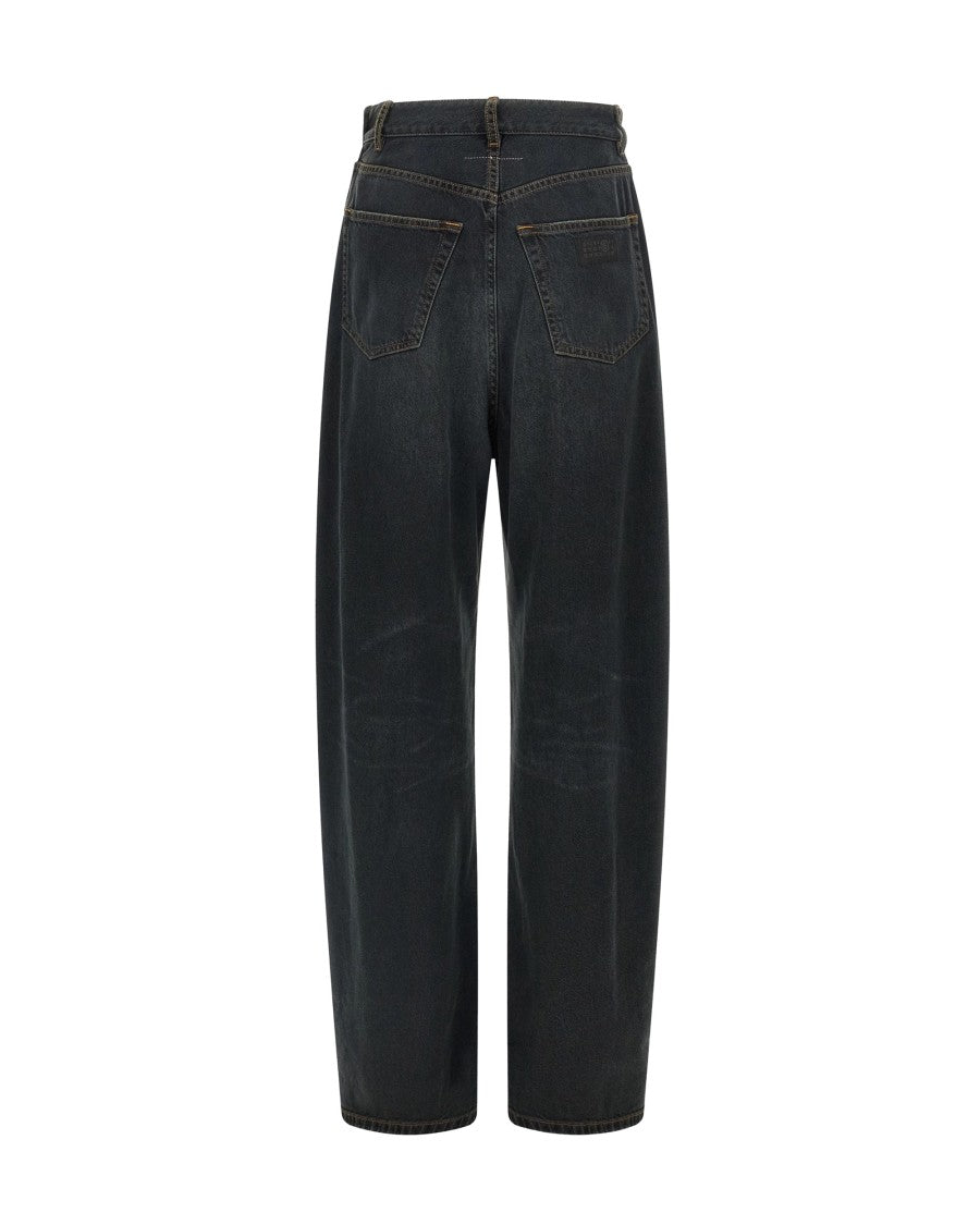 Mm6 By Maison Margiela Dark Denim Wide-Leg High-Waist Jeans