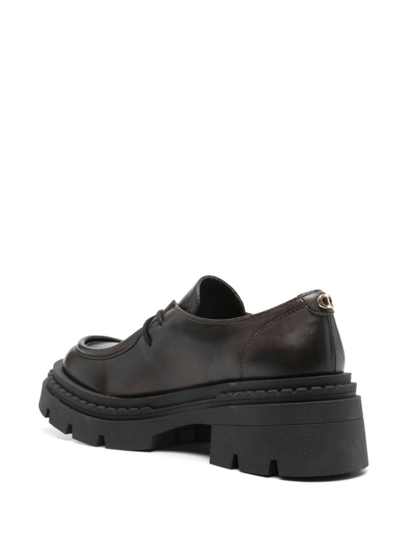 Twin-Set Brown Lace-Up Loafers With Distinctive Design
