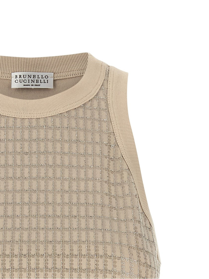 Brunello Cucinelli 'Dazzling Check Embroidery' Top