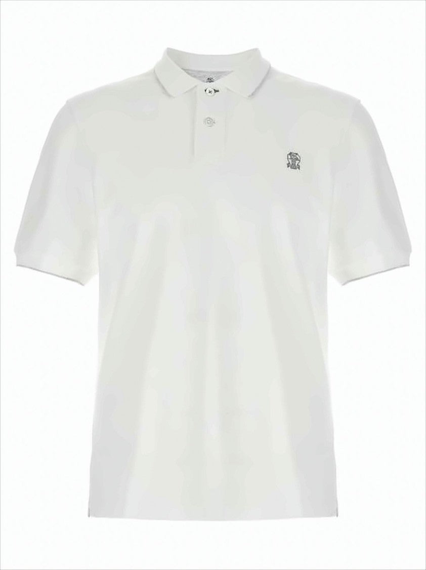 Brunello Cucinelli White Cotton Polo Shirt