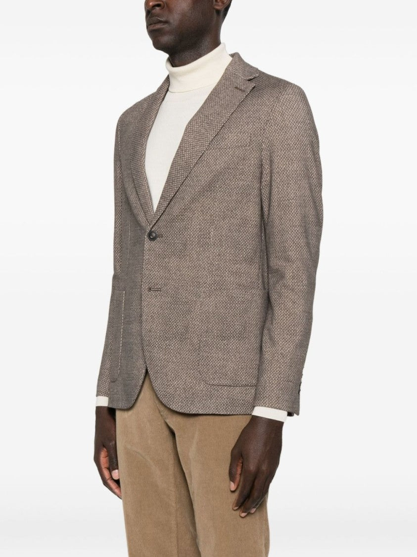 Circolo 1901 Textured Brown Blazer With Classic Two-Button Front
