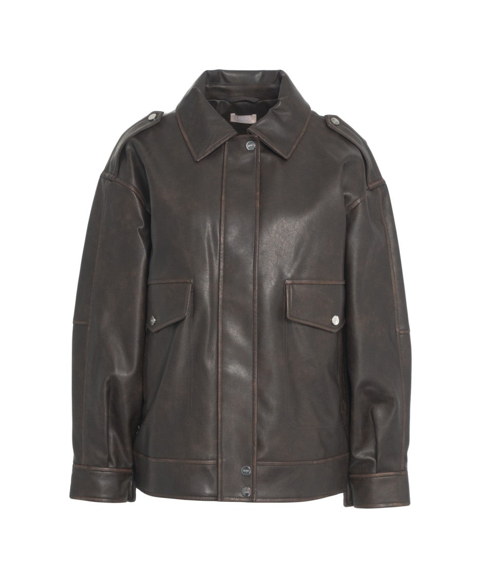 Liu Jo Faux Leather Jacket With Classic Collar