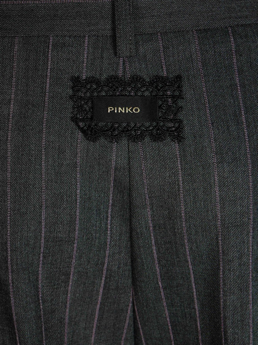 Pinko Pleione Wool-Blend Pinstripe Lace Slim Trousers