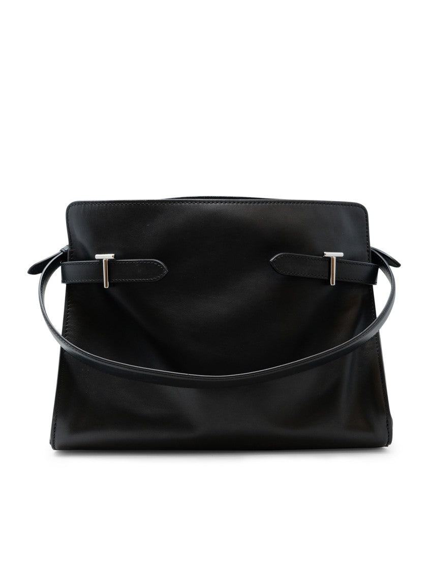 Le Tanneur Black Leather Large Shoulder Bag