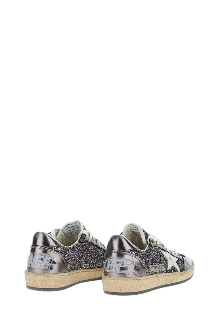 Golden Goose Ice Grey Ballstar Glitter Suede Sneaker