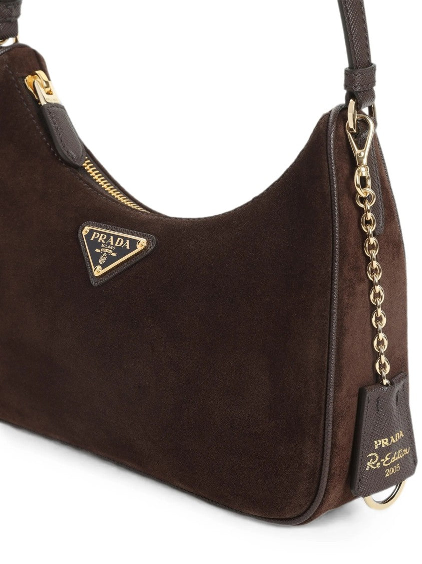 Prada Suede Curved Mini Shoulder Bag