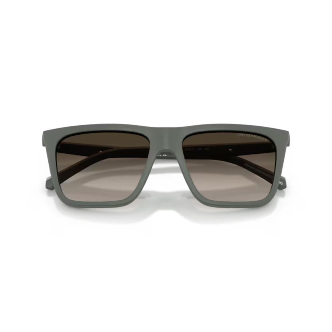 Emporio Armani 0Ea4258 Rectangular Matte Green Eyeglasses With Subtle Logo Detail