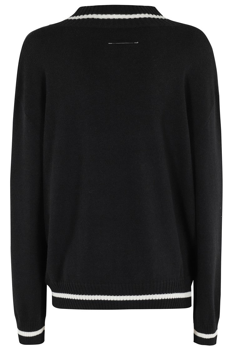 Mm6 By Maison Margiela Oversized V-Neck Sweater