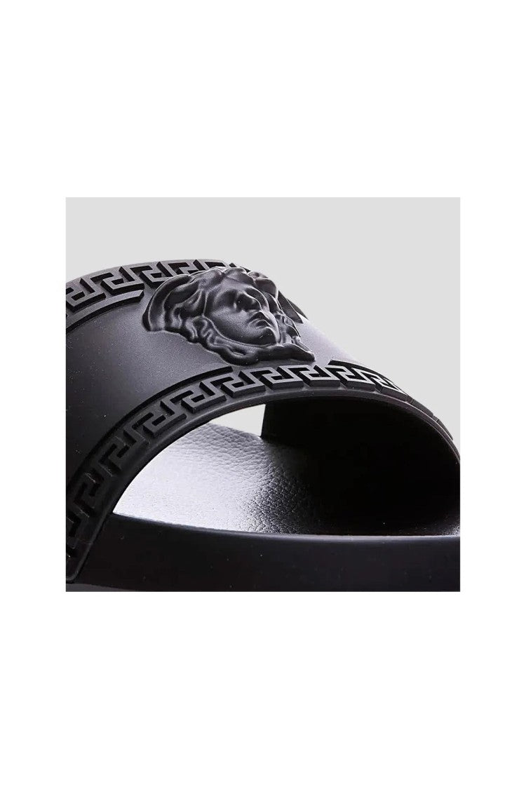 Versace Black Medusa Head Molded Rubber Slides