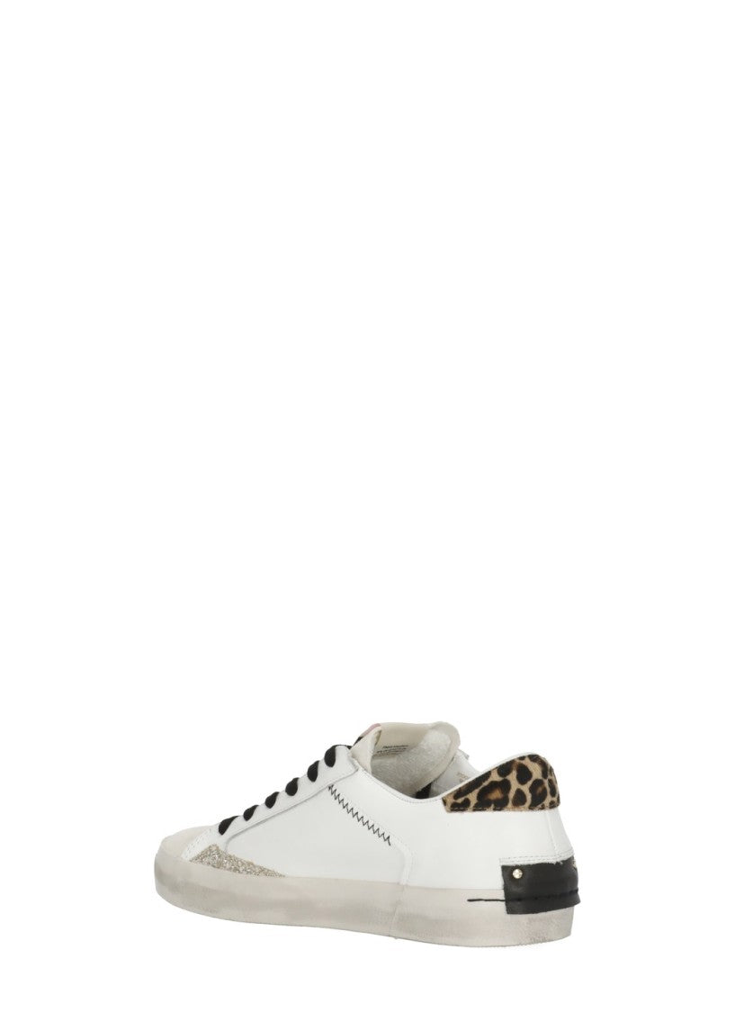 Crime London White Distressed Animalier Sneakers
