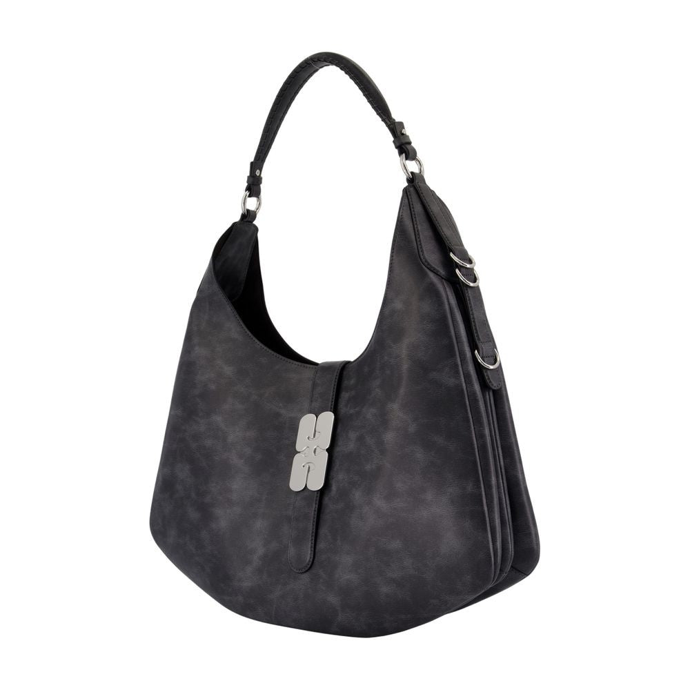 Ganni Large Textured Leather Shoulder Bag