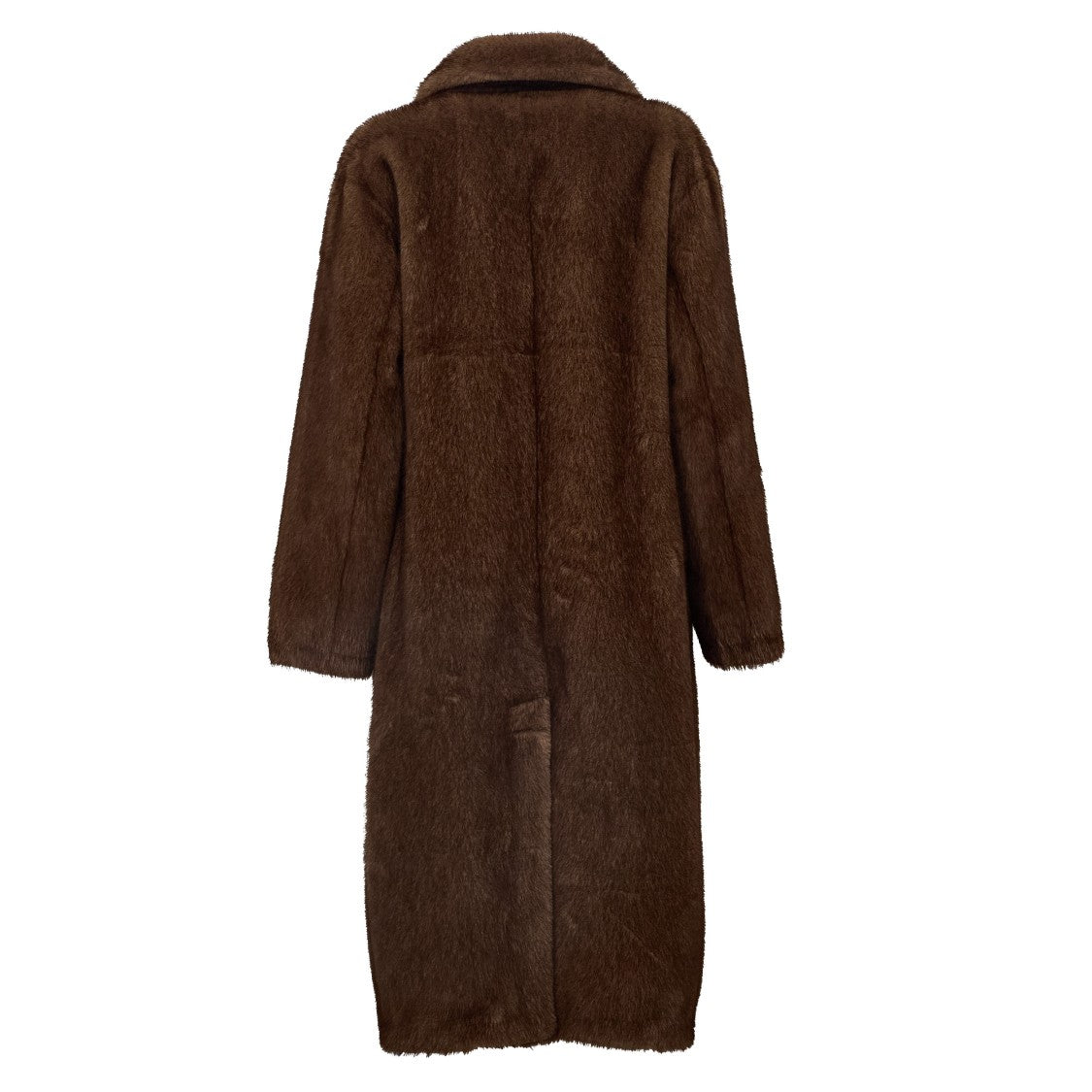 Sword Notched Lapel Long Faux Fur Coat
