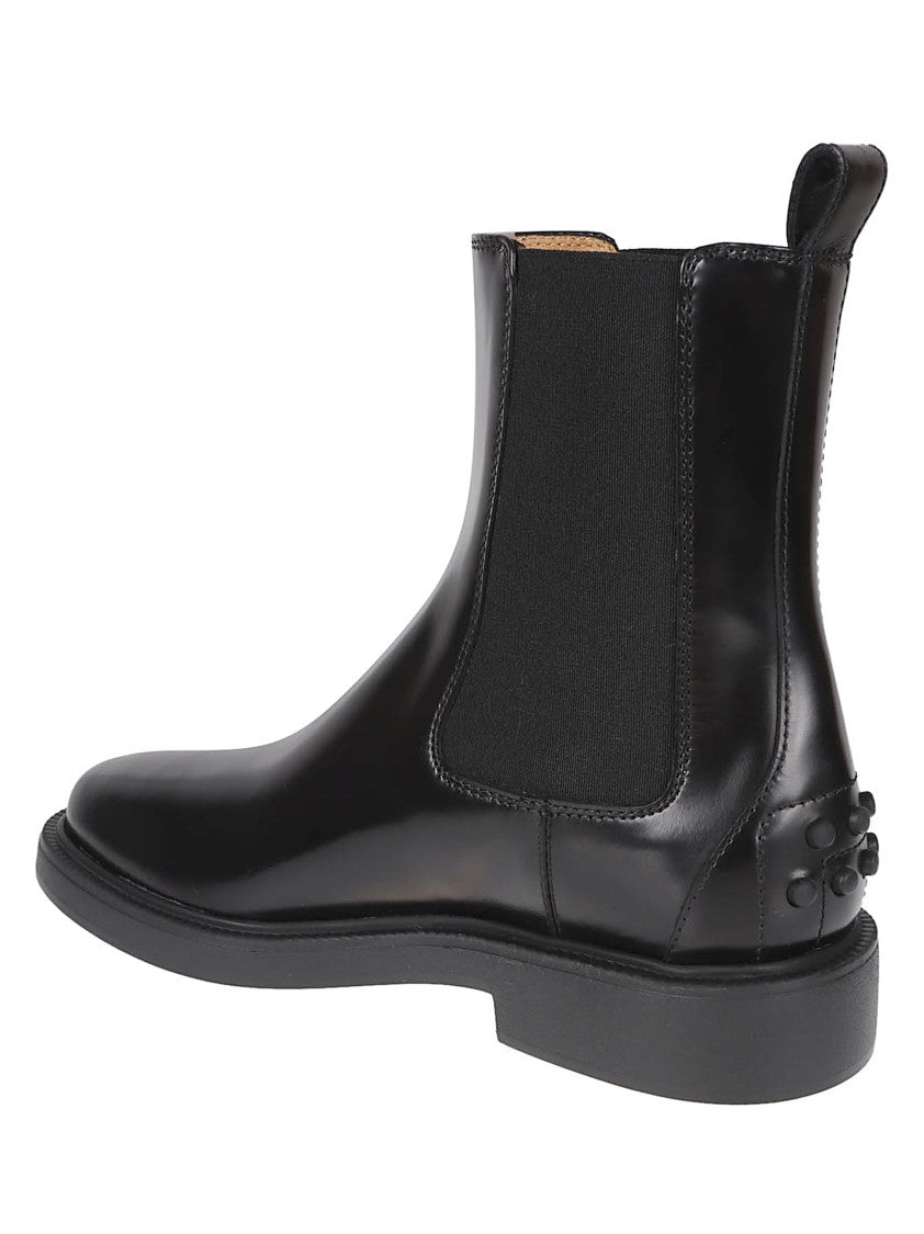 Tod's Black Calf Leather Elasticated Boots