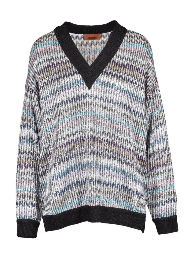 Missoni Oversized Sweater With Rhinestones - Black/Silver
