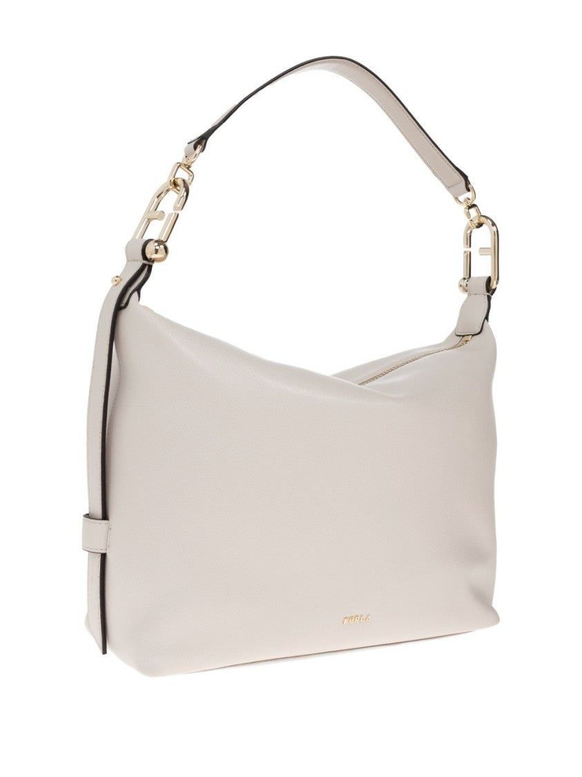 Furla Structured Handbag In Soft Off-White Leather