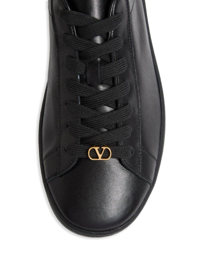 Valentino Garavani Black Leather Lace-Up Sneakers