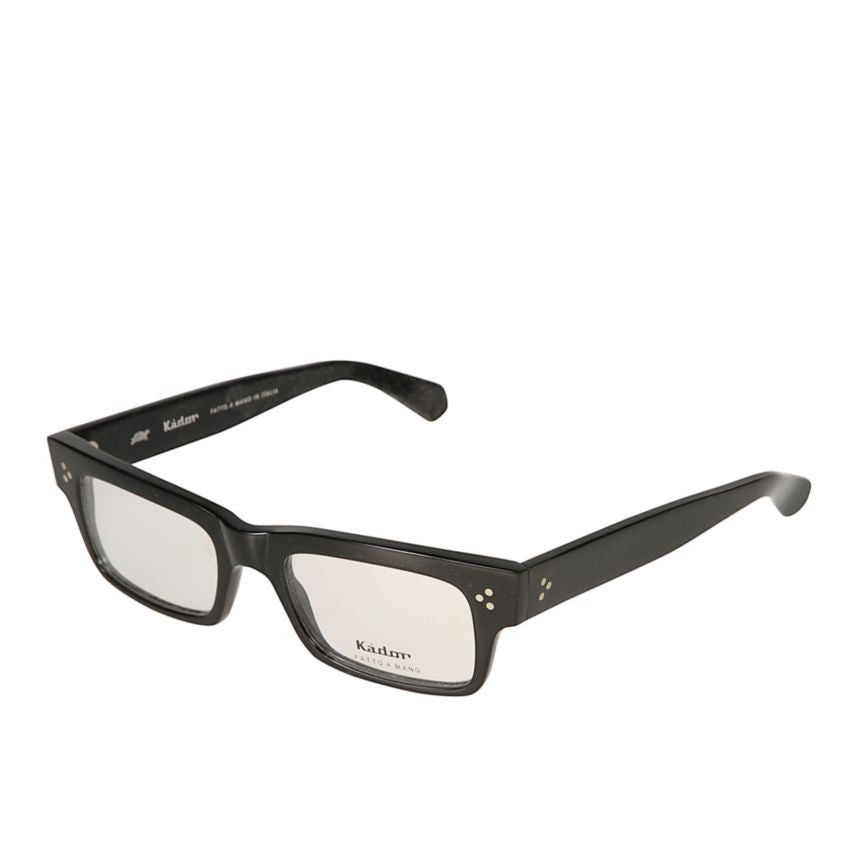 Kador Mark Rectangular Frame Black Eyeglasses With Silver Rivet Details
