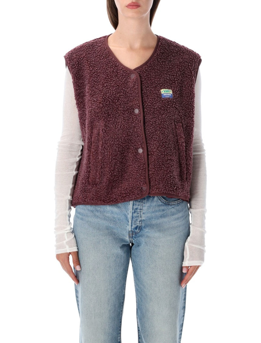 American Vintage Hok Town Pile Cropped Plush Fabric Gilet