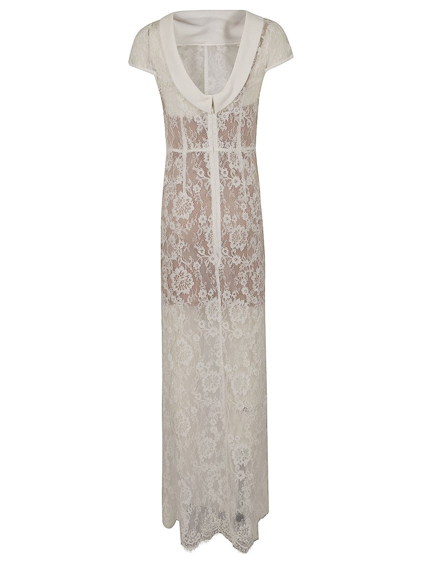 Self-Portrait Sheer White Floral Lace Maxi Dress