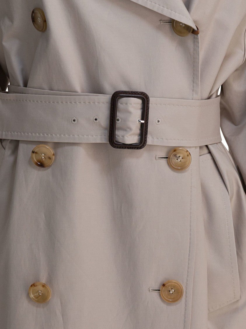 Max Mara Double-Breasted Cotton Twill Trench Coat
