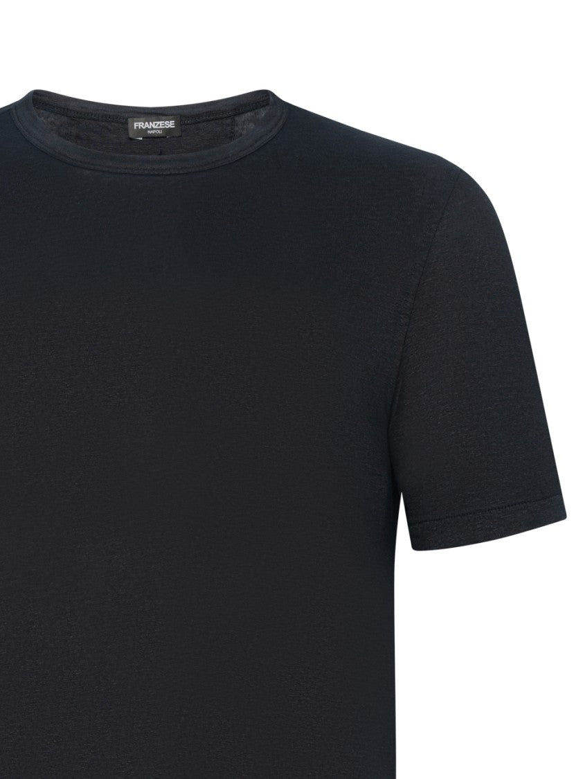 Franzese Collection Classic Crewneck T-Shirt In Lightweight Linen