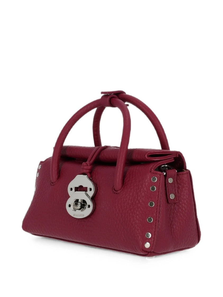 Zanellato Structured Burgundy Leather Handbag With Silver Turn-Lock Closure