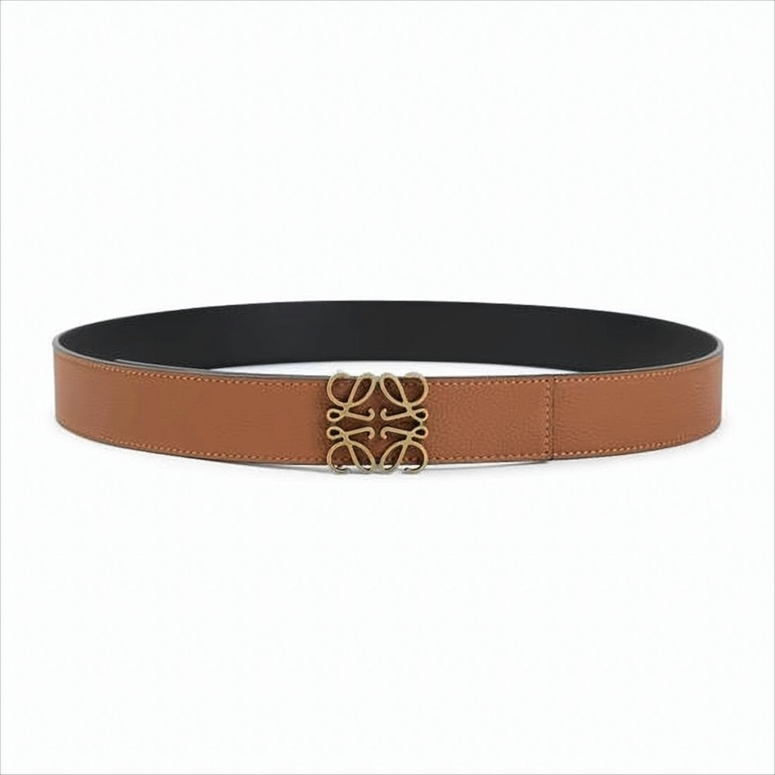 Loewe Dual-Tone Calf Leather Belt With Ornate Gold Buckle