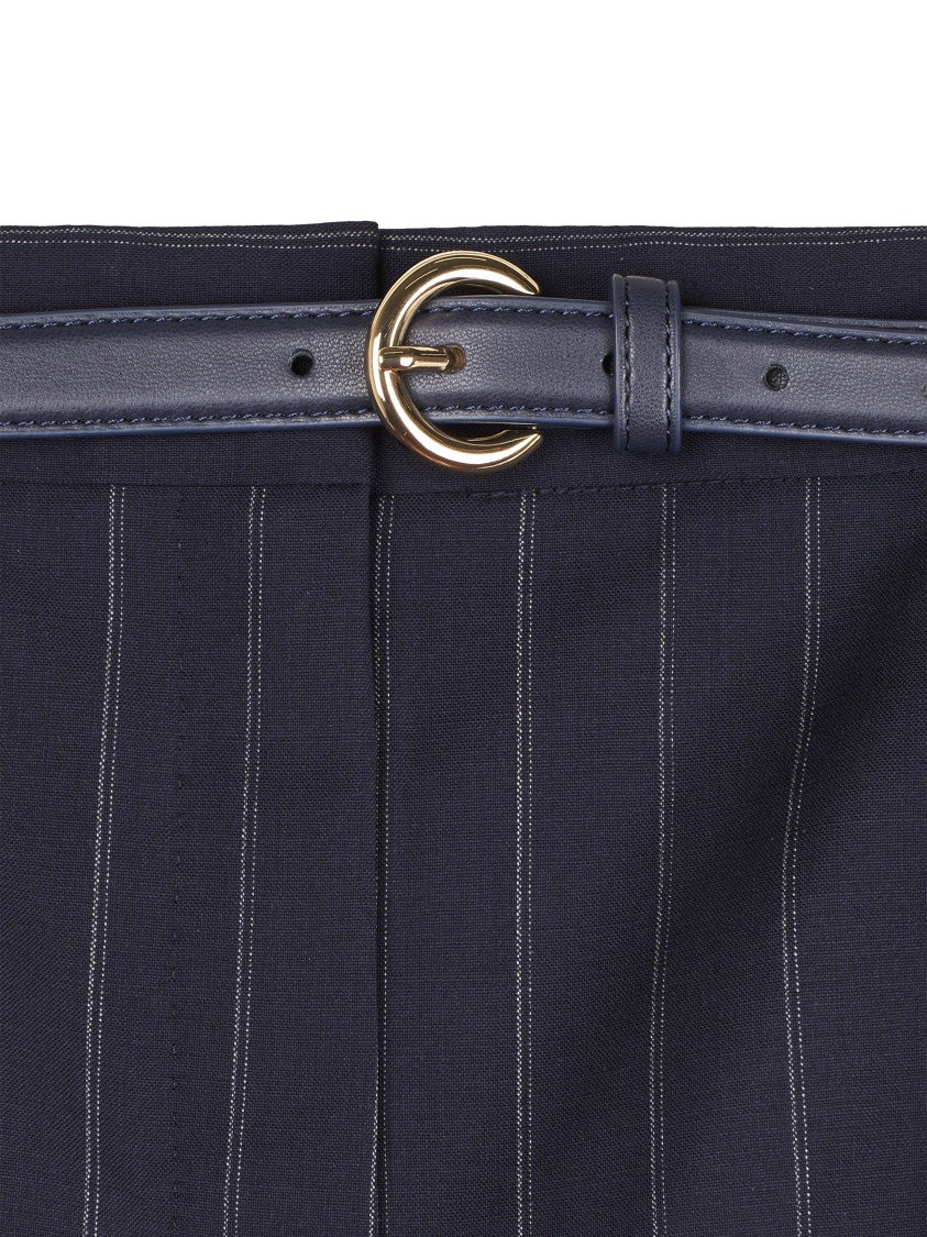 Max Mara Tailored Blue Shorts With Vertical Pinstripes