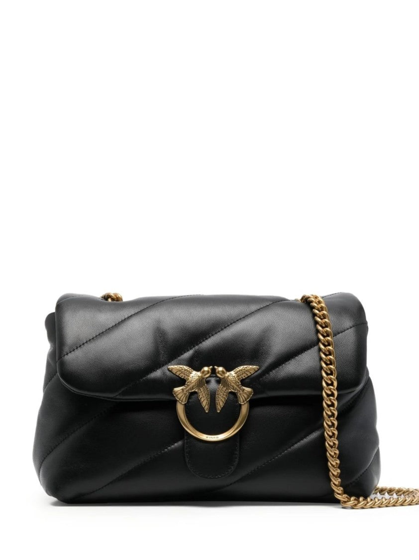 Pinko Quilted Shoulder Bag With Gold-Tone Emblem