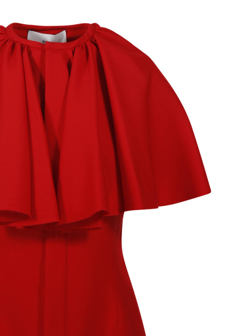 Ami Shirt Dress With Dramatic Cape Overlay