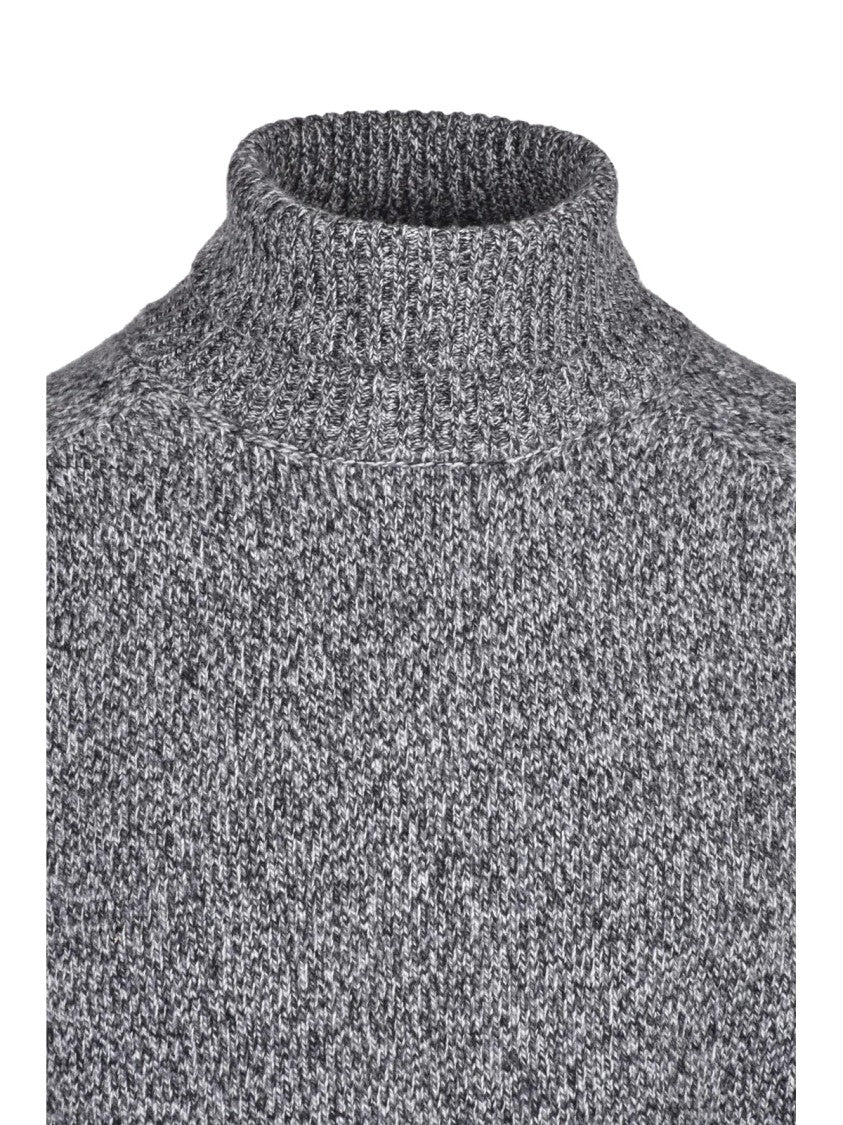 Baturo Grey/Black High Neck Wool Sweater