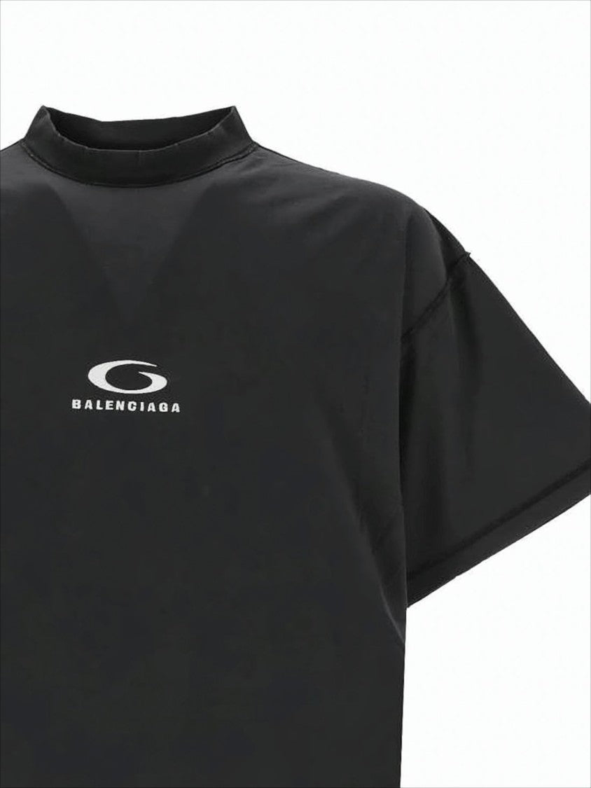 Balenciaga Relaxed-Fit Black T-Shirt With High Neckline